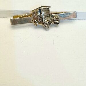 Vintage PIONEER Antique Car Gold Tone Tie Bar Clip